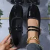 Comercio exterior transfronterizo 2026 Otoño Nuevos Mocasines de Tacón Cuadrado Estilo Retro Doble Hebilla Mocasines Retro Simples para Mujer