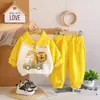 Conjunto para Niños 2026 Nuevo Primavera y Otoño Elegante Casual Dibujos Animados Infantiles Manga Larga Conjunto de Dos Piezas Moderno