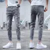 Jeans de Marca de Moda para Hombre de Verano, Pantalones Casuales Elásticos Ajustados Estilo Coreano, Nuevos Pantalones Largos Casuales Versátiles para Hombre 2026