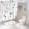Venta Caliente Transfronterizo Impresión Digital Juego de Cuatro Piezas Cortina Molde-Prueba Cortina de Ducha Juego de Baño Impermeable Molde-Prueba Mampara de Baño