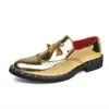 Zapatos Chelsea Dorados para Hombre, Zapatos Casuales Brillantes de Moda sin Cordones, Zapatos de Cuero Puntiagudos Brogue que Aumentan la Altura para Hombre