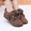 Sapatos Femininos Peludos de Inverno, Botas Femininas, Sapatos de Algodão Aveludado, Sapatos Slip-On de Camurça com Solado Grosso para Mães, Casuais com Solas Macias