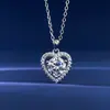 Collar de moissanita en forma de corazón para mujer, cadena para clavícula de plata de ley 925, moderno colgante de diamantes completos, moissanita, estilo elegante ins, venta al por mayor