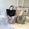 2024 Nuevo Bolso Tote Bolso de Mujer Gran Capacidad Moderno Estilo Coreano Casual Bolso de Tela Color Sólido Bolso de Mujer Bolso de Hombro con Estilo