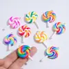 Venta Caliente Transfronteriza Piruleta Giratoria Arcoíris Colgante de Arcilla Blanda Accesorios de Joyería DIY Colgante para Collar Bolsa Llavero