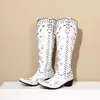 Botas de Moda con Remaches Bordados Botas Altas Puntiagudas Botas de Jinete Británicas Tallas Grandes 40-43 Botas de Comercio Exterior