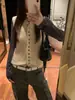 MZI STUDIO Estilo Coreano de Principios de Otoño Versátil Suave Adelgazante Elegante Cuello Redondo Botón Chaleco de Capas para Mujer A80161