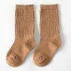 Otoño Niñas Color Sólido Calcetines Apilados Raya Vertical Calcetines para Niños Estilo Universitario Calcetines de Algodón Peinado para Bebé