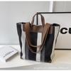 Bolso Tote Casual a Rayas para Mujer 2024 Nuevo Bolso de Hombro Ligero de Gran Capacidad Bolso de Lona Texturizado de Moda para Viaje