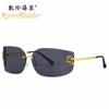 Nuevas Gafas de Sol Y2K Internet Rojas 8849 Tendencia Europea y Americana Metal Sin Montura Gafas de Sol Transfronterizas INS