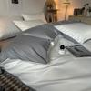 Conjunto de Quatro Peças de Seda Gelo Lavada Cor Sólida de Luxo Leve Lençol de Dormir Nu Cobertor de Cama Conjunto de Três Peças Roupa de Cama