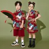 1º de junho infantil Roupas de desempenho infantil Reunião esportiva de alunos do ensino fundamental e médio Roupas de classe de jardim de infância estilo chinês Cheongsam Roupas de desempenho para meninos Maré