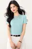 Tiro Real Blusa Delgada de Punto de Seda Helada con Pedrería Hotfix para Mujer 2026 Verano Estilo Dulce y Picante Camiseta de Manga Corta Adelgazante