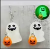 Novos Produtos Europeus e Americanos Transfronteiriços, Brincos de Laço de Halloween, Fantasma Fofo, Abóbora, Caveira, Brincos Excêntricos em Estoque