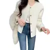 Abrigo de tweed coreano chic estilo francés con cuello redondo y un ambiente sofisticado