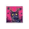 Broche de Gato Preto Rosa Cool Insígnia de Metal Acessórios para Roupas Alfinete de Lapela Padrão Geométrico Redondo Venda por Atacado de Fábrica