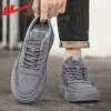 Tenis para hombre Huili, nueva colección de otoño 2026, zapatos casuales modernos y versátiles, parte superior de piel, ligeros, zapatillas deportivas grises