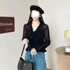 Verão Design Sense Nicho Babados Protetor Solar Cardigã Tricotado Feminino Fino Manga Longa Pequeno Xale Exterior Top Curto