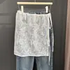 Falda Media de Encaje Bordado Moda Callejera con Lazo para Mujer, Estilo Y2K, Falda Fina Retro de Longitud Media para Primavera y Otoño