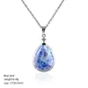 Pingente de Cristal Natural em Forma de Gota d'Água Transfronteiriço com Corrente de Clavícula de Cobre Cravejada de Diamantes, Colar de Cristal de Ametista Natural em Forma de Gota d'Água