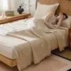 Manta Refrescante de Linho Tencel Classe A de Verão com Borlas, Manta de Sofá, Manta Fina de Toalha para Sesta com Ar Condicionado de Verão