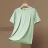 Camiseta de Seda de Hielo Transpirable de Color Sólido con Cuello Redondo y Manga Corta para Hombre 2026 Nueva de Verano Secado Rápido Capa Base Delgado
