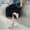 Sandalias de Tira Única Color Albaricoque Estilo Francés de Nuevo Estilo 2026 con Punta Cuadrada y Tacones Finos, Elegantes Sandalias de Tira Fina Estilo Diosa para Mujer