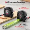 Cinta métrica de acero autoblocante de 7.5M, Cinta fluorescente de 25 mm de ancho, Cinta métrica métrica de alta precisión con gancho para medición de construcción