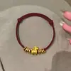 Nuevo Pulsera Dorada de Caballo Estilo Chino con Hilo Rojo para Mujer, Pulsera Tejida de Alta Gama, Accesorio del Zodiaco para el Año del Caballo