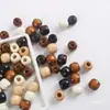 Contas de Madeira com Furo Grande, Contas Redondas, Contas Soltas Tingidas de Madeira Maciça, Acessórios para Pulseira e Colar, Componentes para Joias DIY