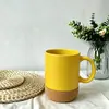Caneca de Cerâmica com Base de Cortiça Caneca com Base de Cortiça Cerâmica com Tampa Fosca Caneca de Presente 350ML Copo em Estoque com Isolamento