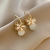 Pendientes de plata S925 con forma de aguja, estilo coreano, con flor de ópalo y circonita, con diseño de personalidad femenina y temperamento, joyería para las orejas