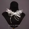 Cadena para la clavícula con borla de flor estilo hada del bosque, collar dulce elegante para novia, juego de accesorios de alta gama para vestido de novia