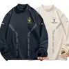 Tops de otoño e invierno con cuello semi-alto, forro polar de doble cara, capa interior ajustada de negocios, camiseta base cálida, camiseta de manga larga para hombre