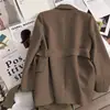 Nuevo Blazer Coreano para Mujer Primavera y Otoño en Color Café con Cinturón, Corte Delgado, Elegante y a la Moda Chaqueta de Traje Pequeña