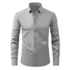 2026 Transfronterizo Amazon Nueva Camisa de Manga Larga de Color Sólido Ajustada para Hombre Talla Grande Moda Casual Camisa Cardigan para Hombre