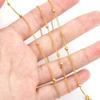 Cadena lateral de acero inoxidable en oro de 18 quilates que conserva el color, cadena de cuentas para bolso, cadena con giro cubano, borla de cuentas grandes a juego, cadena con puntos