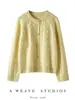 Cárdigan de cachemira para mujer, nuevo estilo otoño/invierno, suéter retro de punto trenzado, cuello redondo, suéter abrigo de corte holgado