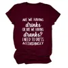 Vamos Tomar um Drink Amazon Wish Site Independente Camiseta Casual Simples Feminina Gola Redonda Manga Curta