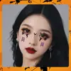 Pegatina de Tatuaje de Cara de Diablo Morado Impermeable Larga Duración Girly Halloween Maquillaje de Imitación Dibujos Animados Horror Performance Maquillaje Facial para Niñas