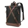 Bolsa de Lona Impermeable con Cera de Aceite Estilo Nuevo Retro Mochila de Cuero Crazy Horse para Viajes al Aire Libre Estilo Europeo y Americano Mochila para Computadora