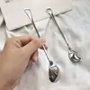 Cuchara para Hielo de Acero Inoxidable, Cuchara Creativa para Café, Cuchara para Condimentos de Mango Largo al por Mayor, Cuchara para Postres con Forma de Corazón, Cuchara para Mezclar de Aspecto Elegante, Regalo
