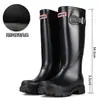 Botas de Lluvia de Moda de Caña Alta Transfronterizas para Mujer, Plegables, Versátiles para Acampar al Aire Libre, Suela Suave, Zapatos de Goma Antideslizantes para Cocina para Mujer