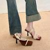 Sandalias de Tacón de Aguja Retro Estilo Nuevo Verano 2026, Uso Bidireccional, Suela Suave, Punta Abierta, Sandalias de Tacón Alto para Exteriores de Verano para Mujer