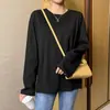 Camiseta Básica de Algodón Puro con Cuello Redondo y Mangas Largas para Mujer, Adecuada como Capa Interior, Diseño de Principios de Primavera y Otoño, Top Estilo Coreano