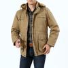 8655# inverno Novo casaco acolchoado de algodão espesso forrado com fleece com capuz roupa de trabalho casaco acolchoado de algodão casaco quente masculino de comprimento médio de inverno