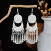Pendientes Miao Étnicos de Borla Larga Estilo Nuevo, Pendientes Exagerados de Declaración de Moda Estilo Étnico de Plata Miao de Lujo Ligero
