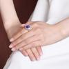 Anillo Yilu de plata esterlina S925 con lapislázuli chapado en oro, diseño retro ligero y lujoso, con superficie de huevo, elegante anillo abierto que combina con todo.