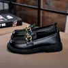 Zapatos de Cuero Pequeños para Niñas Zapatos de Princesa para Niños Estilo Británico Zapatos Individuales Negros 2024 Primavera Nuevos Zapatos de Suela Blanda para Estudiantes