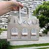 Transfronteiriça Nova 20cm Casa Pequena Couro Genuíno Bolsa Platina Feminina Bolsa de Mão de Couro Padrão Crocodilo Contraste de Cores Bolsa Casual